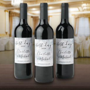 Etiqueta Para Botella De Vino Mejor guión del día de la boda de copos de nieve d
