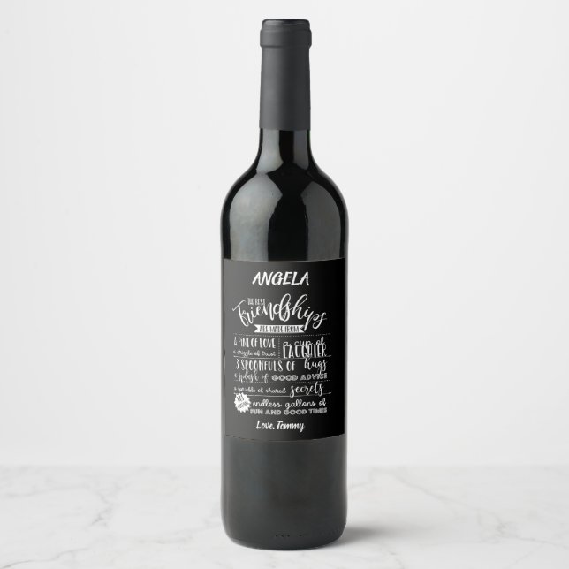 Etiqueta Para Botella De Vino mejores amigos etiqueta de botella de vino receta  (Anverso)