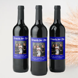 Etiqueta Para Botella De Vino Mejores amigos foto azul real escritura blanca