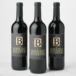 ETIQUETA PARA BOTELLA DE VINO MEJORES AMIGOS POR SIEMPRE