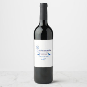 Etiqueta Para Botella De Vino Melocotón azul quinceanera 15º cumpleaños méxico r