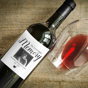 Etiqueta Para Botella De Vino Memorial de Foto de Corazón Personalizado Moderno