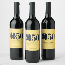 Etiqueta Para Botella De Vino Men's Elegant Tuxedo Gold Black 50th Birthday