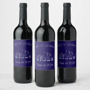 Etiqueta Para Botella De Vino Menú de bar de graduación de cóctel de gorra azul