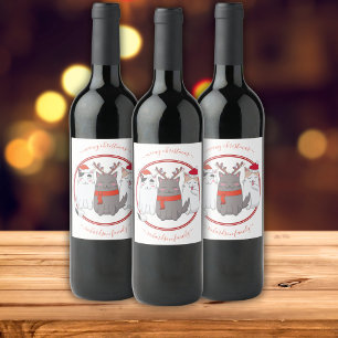 Etiqueta Para Botella De Vino Meowy Navidades Cats