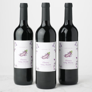 Etiqueta Para Botella De Vino Mercado de agricultores púrpura Floral Berenjena B