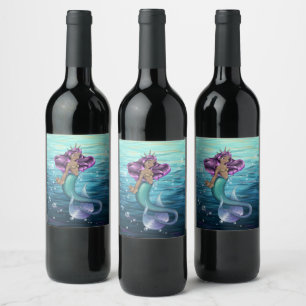 Etiqueta Para Botella De Vino Mermaid Iole