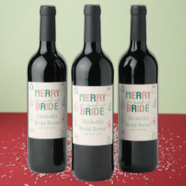 Etiqueta Para Botella De Vino Merry & Bride Despedida de soltera de Navidad