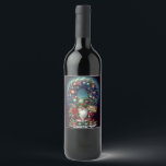 ETIQUETA PARA BOTELLA DE VINO MERRY CHRISTMAS<br><div class="desc">Un gnomo festivo está rodeado de vibrantes elementos Navidades,  entre ellos una corona florida adornada con adornos coloridos y flores. Con el cartel de "Feliz Navidad",  la escena irradia alegría navideña y colores vivos. Photoshop CS5 de arte digital</div>