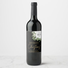 Etiqueta Para Botella De Vino Merry Christmas Corporate logo Wreath Holiday