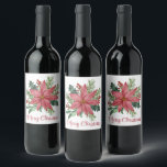 Etiqueta Para Botella De Vino Merry Christmas Fiesta Poinsettia Red Floral<br><div class="desc">Crea un ambiente de elegancia acogedora para tu fiesta Navidad o bodas de invierno con esta encantadora etiqueta floral roja. La etiqueta exhibe deliciosas flores de color acuático de la possettia, enclavadas en una exuberante vegetación de invierno. Estos Navidades son aptos para varias ocasiones, como Navidades fiestas, Navidades bodas, duchas...</div>