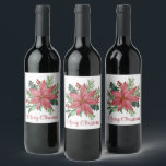 Etiqueta Para Botella De Vino Merry Christmas Fiesta Poinsettia Red Floral<br><div class="desc">Crea un ambiente de elegancia acogedora para tu fiesta Navidad o bodas de invierno con esta encantadora etiqueta floral roja. La etiqueta exhibe deliciosas flores de color acuático de la possettia, enclavadas en una exuberante vegetación de invierno. Estos Navidades son aptos para varias ocasiones, como Navidades fiestas, Navidades bodas, duchas...</div>