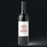 Etiqueta Para Botella De Vino Merry Christmas Retro Typography Santa Gorra Rosa<br><div class="desc">Feliz Navidad,  tipografía retro rosa con un santa claus con un gorra rosa.</div>