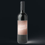 Etiqueta Para Botella De Vino Merry Christmas rosa gold minima<br><div class="desc">Elegante diseño rosa de navidades metálicos de oro. Moda de navidades de oro rosa geométrico</div>