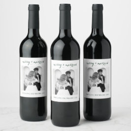 Etiqueta Para Botella De Vino Merry & Married - Personalized Newlywed Christmas