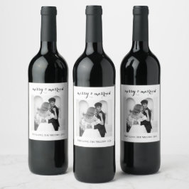 Etiqueta Para Botella De Vino Merry & Married - Personalized Newlywed Christmas