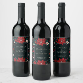 Etiqueta Para Botella De Vino Mexican Rustic Elegant Christmas Red Wedding