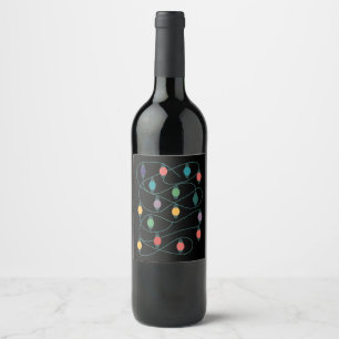 Etiqueta Para Botella De Vino Mi color favorito es luces de Navidad divertido pi