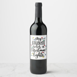 Etiqueta Para Botella De Vino Mi color favorito es Santa Claus luces de Navidad