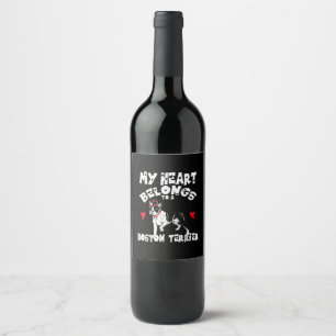 Etiqueta Para Botella De Vino Mi corazón pertenece a la banda de la cabeza de Bo