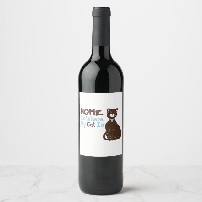 Etiqueta Para Botella De Vino Mi gato (Anverso)