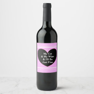 Etiqueta Para Botella De Vino Mi gato y mi vino y yo serán apenas finos