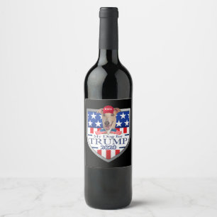 Etiqueta Para Botella De Vino Mi perro Trump 2020 Greyhound con lentes