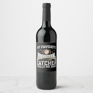 Etiqueta Para Botella De Vino Mi receptor favorito de béisbol me llama papá padr