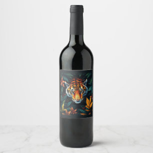Etiqueta Para Botella De Vino “Mi Tigre” – Retrato Colorido de Tigre