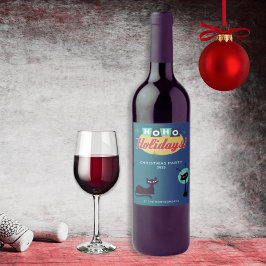 Etiqueta Para Botella De Vino Midcentury Modern Ho Ho Holidays Christmas Party