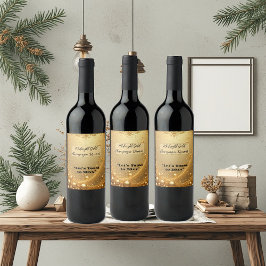 Etiqueta Para Botella De Vino Midnight Gold Faux Champagne Dream Bubbly New Year