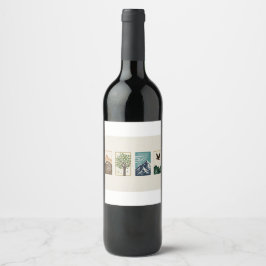 Etiqueta Para Botella De Vino Minimal Nature Set – Mountain & Tree Art