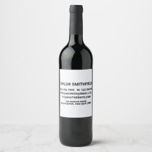 Etiqueta Para Botella De Vino  Minimal negrita y moderna a la moda