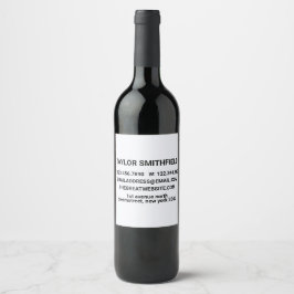 Etiqueta Para Botella De Vino Minimal negrita y moderna de moda