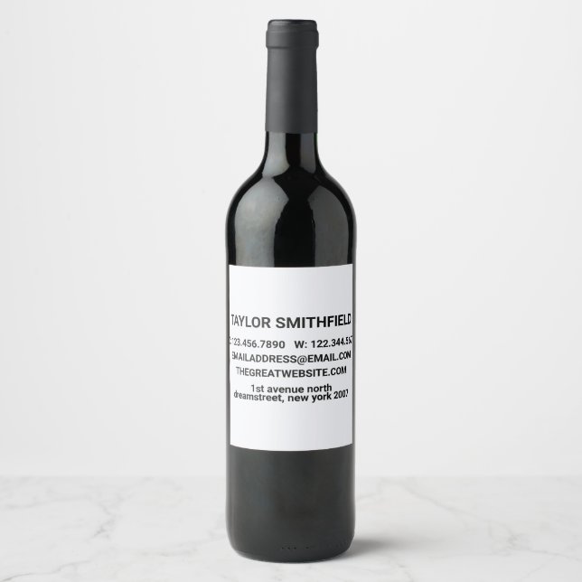 Etiqueta Para Botella De Vino Minimal negrita y moderna de moda (Anverso)