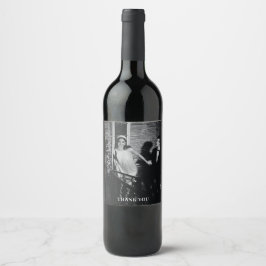 Etiqueta Para Botella De Vino Minimalist Modern Custom Photo Wedding Thank You