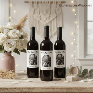 Etiqueta Para Botella De Vino Minimalist Typography Boutique Arch Photo Wedding