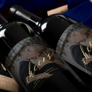 Etiqueta Para Botella De Vino Minimalista boda de fotos de animadores de escritu