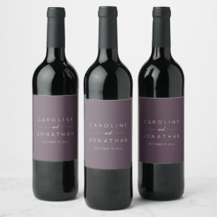 Etiqueta Para Botella De Vino Minimalista Elegante Boda Otoño Ciruela Personaliz