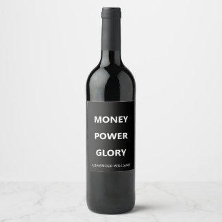 Etiqueta Para Botella De Vino Minimalista Empresarial Motivacional Blanco y Negr