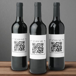 Etiqueta Para Botella De Vino Minimalista Escanear Código QR Negocio