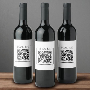 Etiqueta Para Botella De Vino Minimalista Escanear Código QR Negocio