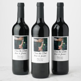 Etiqueta Para Botella De Vino Minimalista foto blanco negro clásico elegante gua