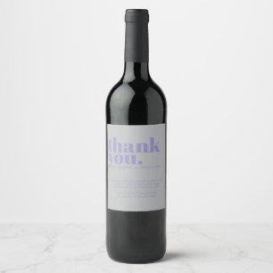 Etiqueta Para Botella De Vino Minimalista Gracias simple elegante Lavanda Platea