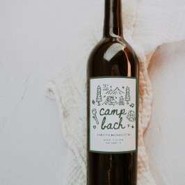 Etiqueta Para Botella De Vino Minimalista Moderno Campamento Despedida de Solter