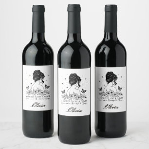 Etiqueta Para Botella De Vino Minimalista Moderno Floral Día de la Madre Nombre