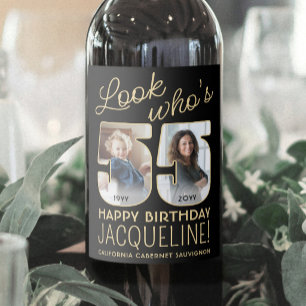 Etiqueta Para Botella De Vino Mira quién cumple 55 años, fiesta de cumpleaños ne