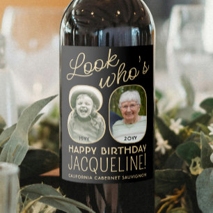 Etiqueta Para Botella De Vino Mira quién cumple 80 años, cumpleaños con fotos en