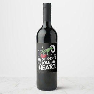 Etiqueta Para Botella De Vino Mis alumnos me robaron el corazón Xmas Navidad Pro