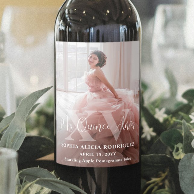 Etiqueta Para Botella De Vino Mis XV Años Quinceañera Foto Moderno Cumpleaños 15 (Subido por el creador)